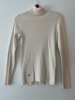 Lauren Ralph Lauren Cream Ribbed Turtleneck Sweater